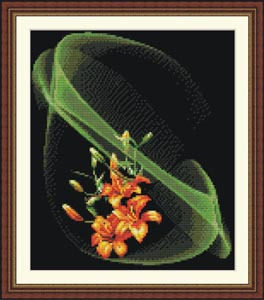 十字绣高清彩色印刷图纸花卉HH035百合的畅想3742cross stitch
