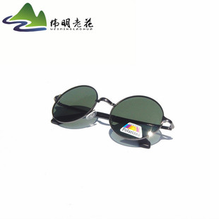 新品爆款潮流复古偏光镜 黑色经典师爷小圆框个性太阳镜厂家批发