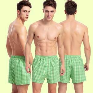 阿罗裤男纯棉青年宽松大码平角潮内裤居家透气格子四角短裤睡裤夏