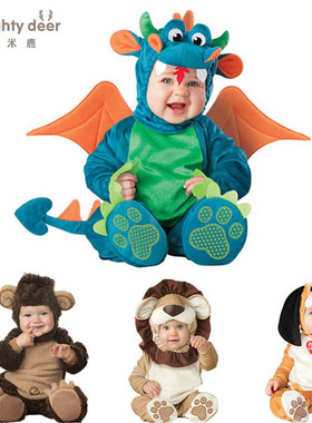万圣节宝宝恐龙造型婴儿哈衣动物连体衣圣诞节表演服装cosplay