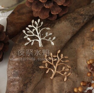 『火树银花』亚光日韩唯美淑女森系风格丝巾扣金银树枝胸针