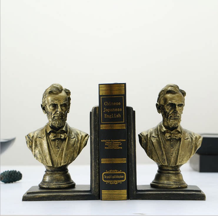 欧式美国林肯总统书档名人头像书靠高档装饰书房摆件创意书架书立