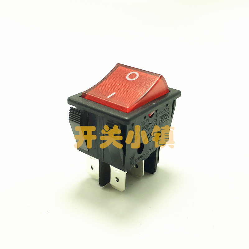rongfeng台湾荣丰进口船型开关 rf-1004n 6脚2档 带红灯 32x25
