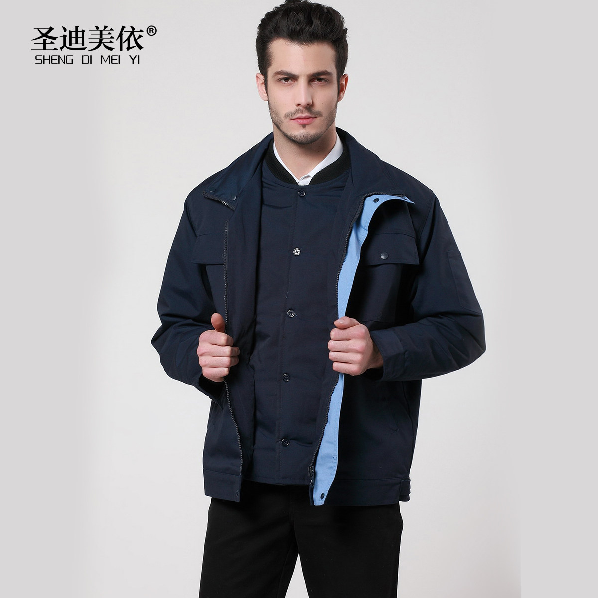 JYZ006冬季工作服棉服 可脱卸厚劳保服棉袄上衣 汽修厂工程服棉衣,男装,棉衣,淘宝优惠券,粉丝福利购,淘宝优惠卷