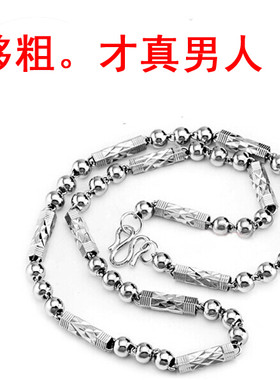 批发仿925银六角筒男男士项链