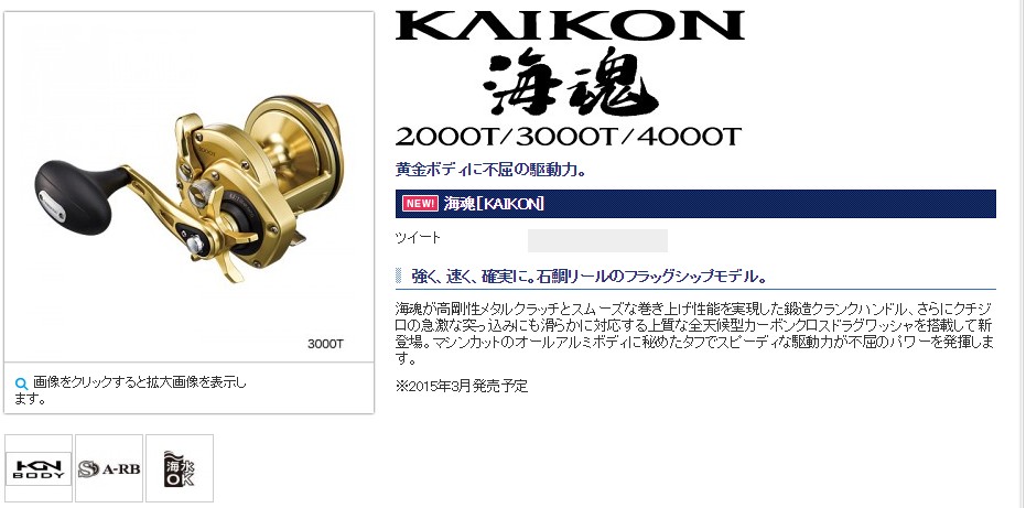 shimano 禧玛诺 KAIKON 海魂 2000T 3000T 4000T 海钓铁板轮 15款 户外/登山/野营/旅行用品 鱼线轮 原图主图