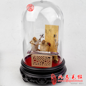 中国传统特色礼品礼物老北京毛猴原创民间手工艺品琴棋书画之琴