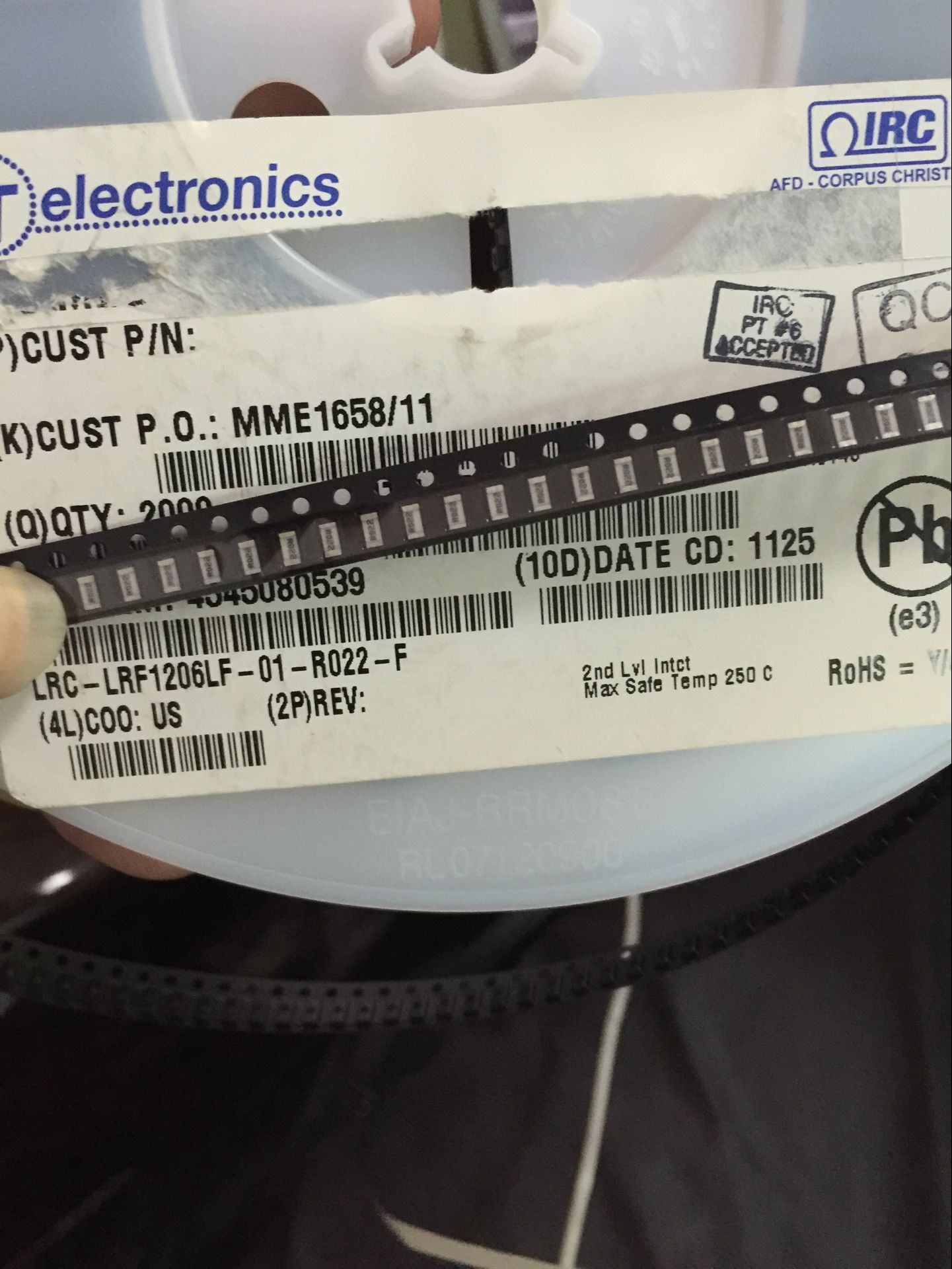 IRC 陶瓷电阻 LRC-LRF1206LF-01-R022-F 1W 1206-0.022R 1%