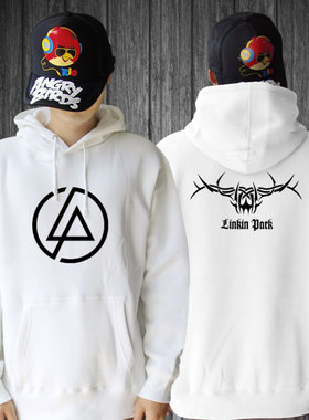 林肯公园 linkin park 纪念版纯棉宽松抓绒连帽带帽套头卫衣长袖