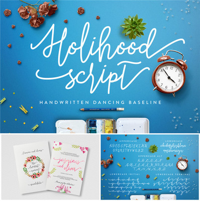 PS平面设计素材可爱手写英文字体 Holihood Script