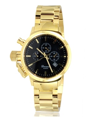 蒂玮娜Davena正品手表土豪金日历中性情侣对表60355女士精钢腕表