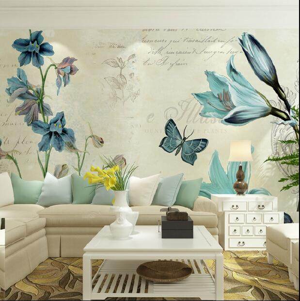 3d现代简约美式壁画田园百合墙纸客厅餐厅电视沙发卧室背景墙壁纸,家装主材,定制壁画,淘宝优惠券,粉丝福利购,淘宝优惠卷