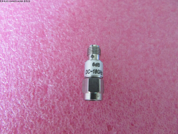 美国进口 DC-18GHz 6dB 2W SMA RF 射频微波同轴固定衰减器 质量包好，包能用 可提供详细测试图 成色好 名 称：同轴固定衰减器 衰 减 量: 6dB 频 率： DC-18GHz 可提供详细测试 接 头：SMA公-SMA母 功 率：2W /瓦