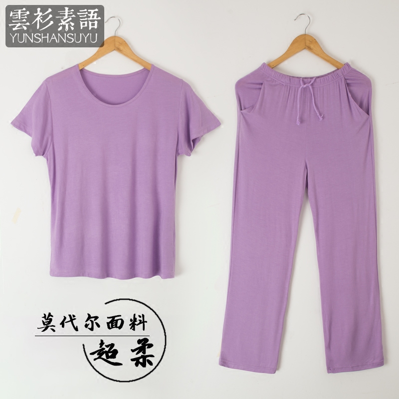 莫代尔长裤大码半袖家居服套装