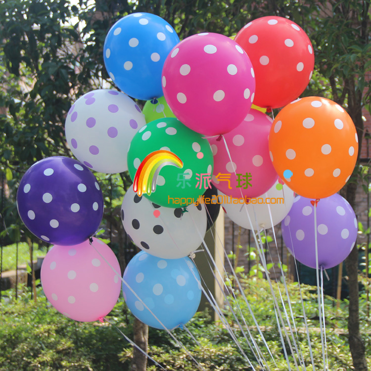 糖果色加厚圆形波点生日派对气球