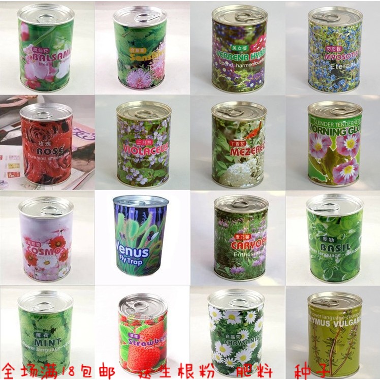 DIY新奇罐裝植物迷你蔬果園花卉種子易拉罐種子玫瑰桌面草莓包郵
