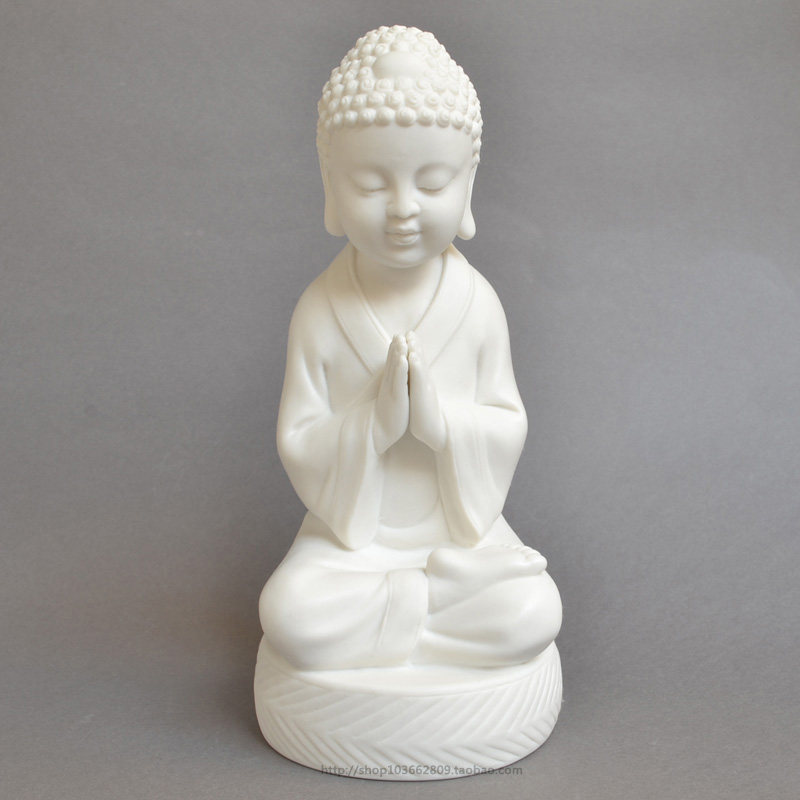 简约现代家居装饰品白瓷人物佛像摆件陶瓷娃娃祈祷小佛摆饰品
