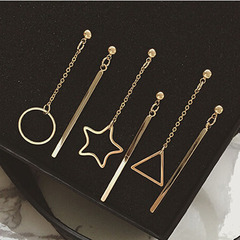 Korean stars hollow geometric element modeling AB ear clip earrings ear nail Stud Earrings long bi-fold wallets