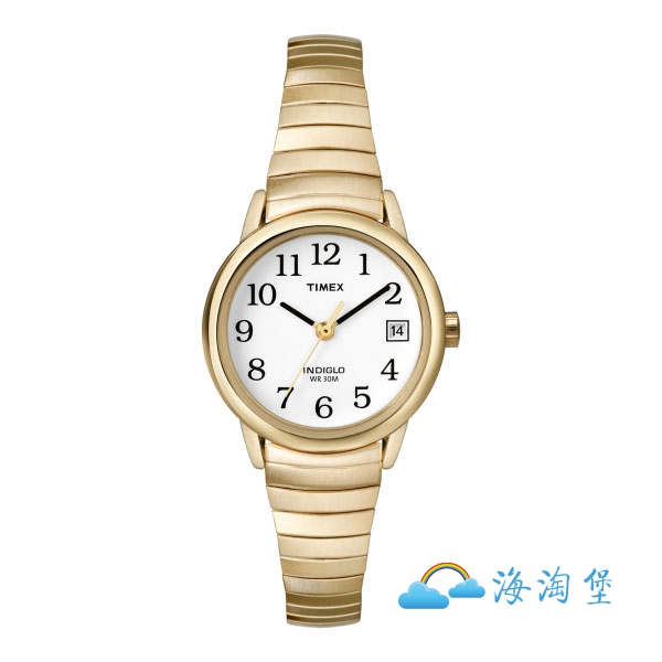 Timex天美时 T2H351 石英表时尚金色不锈钢带夜光女表 美行现货