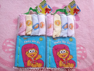 婴儿美国芝麻街毛巾料喂奶巾手帕(4条装)+洗澡书外贸出口洗澡玩具