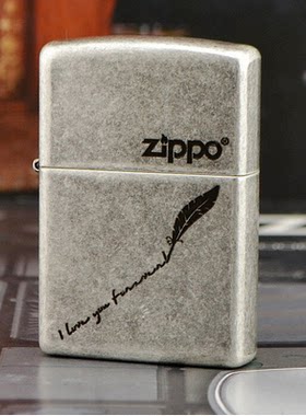 夜色zippo正品古银 121FB爱的签名爱的誓言羽毛男士情人节礼物