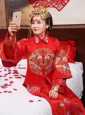 2024新款秀禾服新娘礼服中式结婚礼服红色敬酒嫁衣复古旗袍秀禾服