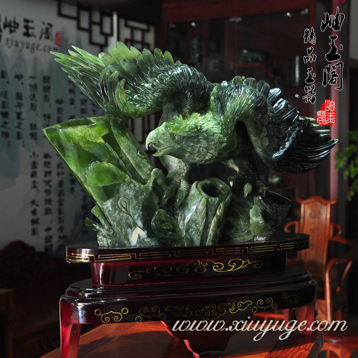 岫玉阁专柜正品天然岫玉180料翠花玉岫玉摆件工艺品 大展宏图0776