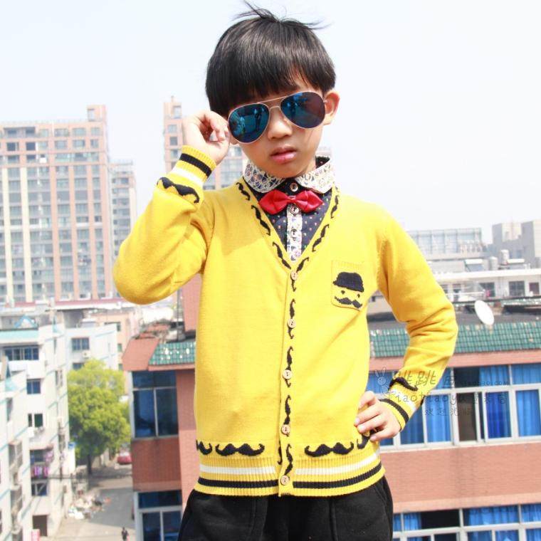 新款卡通男儿童小马毛衣假两件开衫外套婴儿小童针织衫宝宝童装