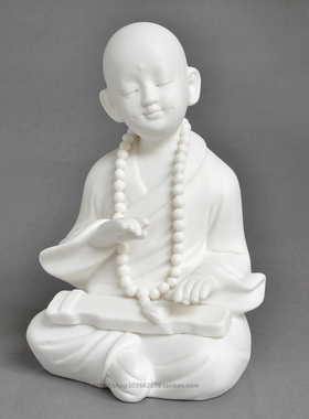 弹琴小沙弥摆件陶瓷娃娃