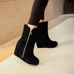 2015 winter new wedges boots side zipper high heel short boots nubuck boots comfortable waterproof boots