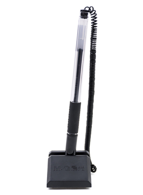 晨光台笔笔芯桌面可粘贴带绳中性笔 前台签字水笔 AGPY3901黑0.5