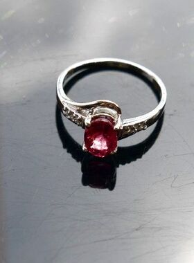 专享设计天然巴西清透艳丽巴西碧玺925银戒指指环女镶嵌饰品包邮F