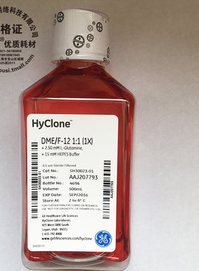 Hyclone DME/F12(1:1) 液体培养基 SH30023.01 500ml