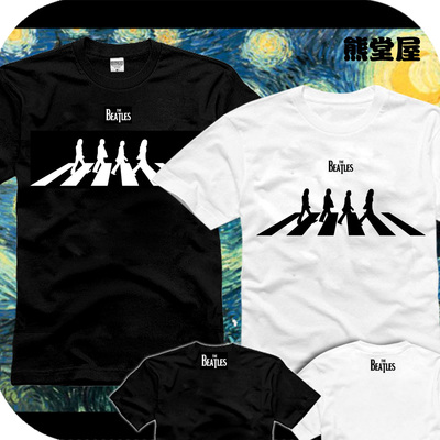 衣服纯棉短袖T恤乐队TheBeatles约翰列侬过斑马线经典