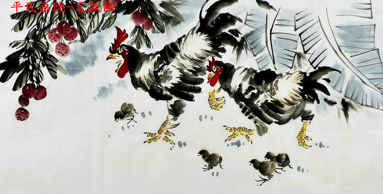 纯手绘国画字画装饰画热销YE060962四尺无款写意国画花鸟 鸡136