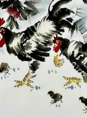 纯手绘国画字画装饰画热销YE060962四尺无款写意国画花鸟 鸡136