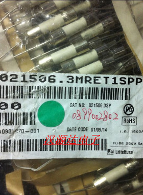 021506.3MRET 6.3A 250V 5X20MM 带引脚 力特厂家直插慢速保险管