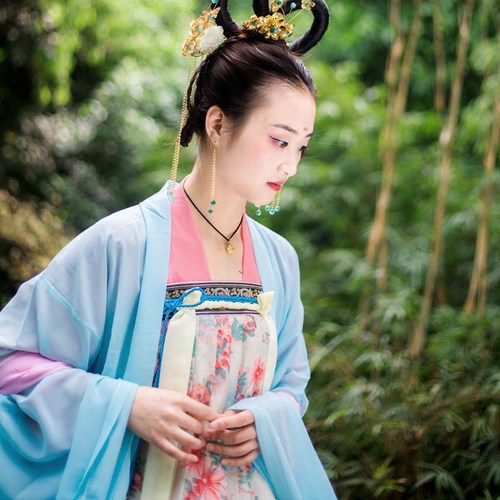正规汉服提花对襟齐胸襦裙送披帛