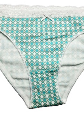 哟呼！primark M-XL码女士绿色花窗低腰全棉三角内裤短裤