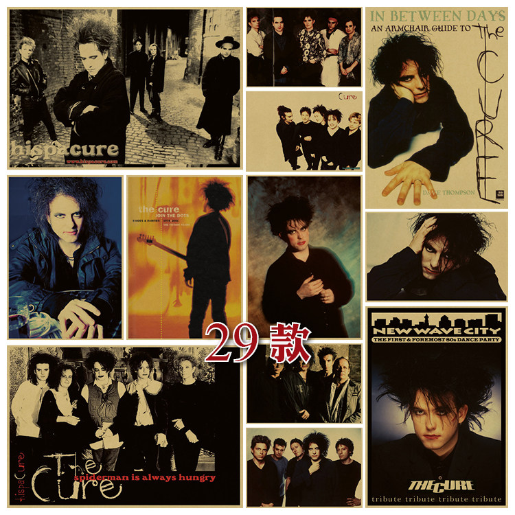 the cure 治疗乐队 摇滚乐队 复古怀旧 牛皮纸装饰海报招贴墙画芯