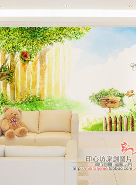 林间幽径 大型定制壁画 儿童房间装饰 电视背景墙纸 韩式田园壁纸