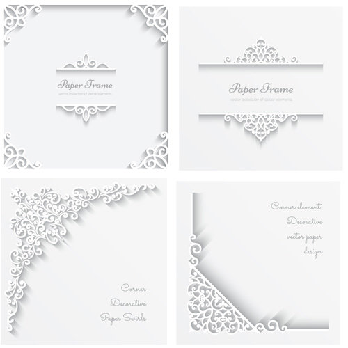 简洁立体花纹花边eps矢量素材 唯美婚礼婚庆海报背景装饰矢量素材