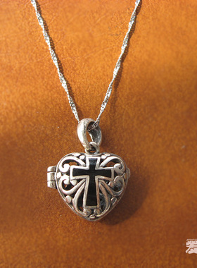 精油纯银可以打开香水瓶心形吊坠