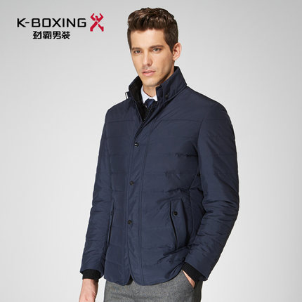 劲霸男士休闲羽绒服男修身中长款立领茄克羽绒服外套男士羽绒服
