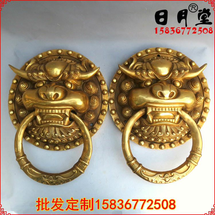 铜器铜门环 椒图门环 龙子椒图门拉手 铺首衔环招财