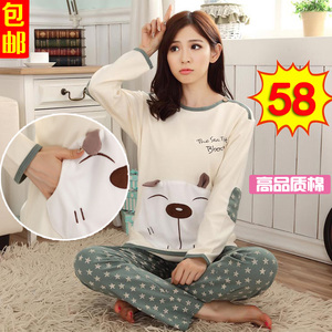 春天长袖纯棉睡衣女秋可爱常规甜美秋款家居服少女套装冬薄款韩版