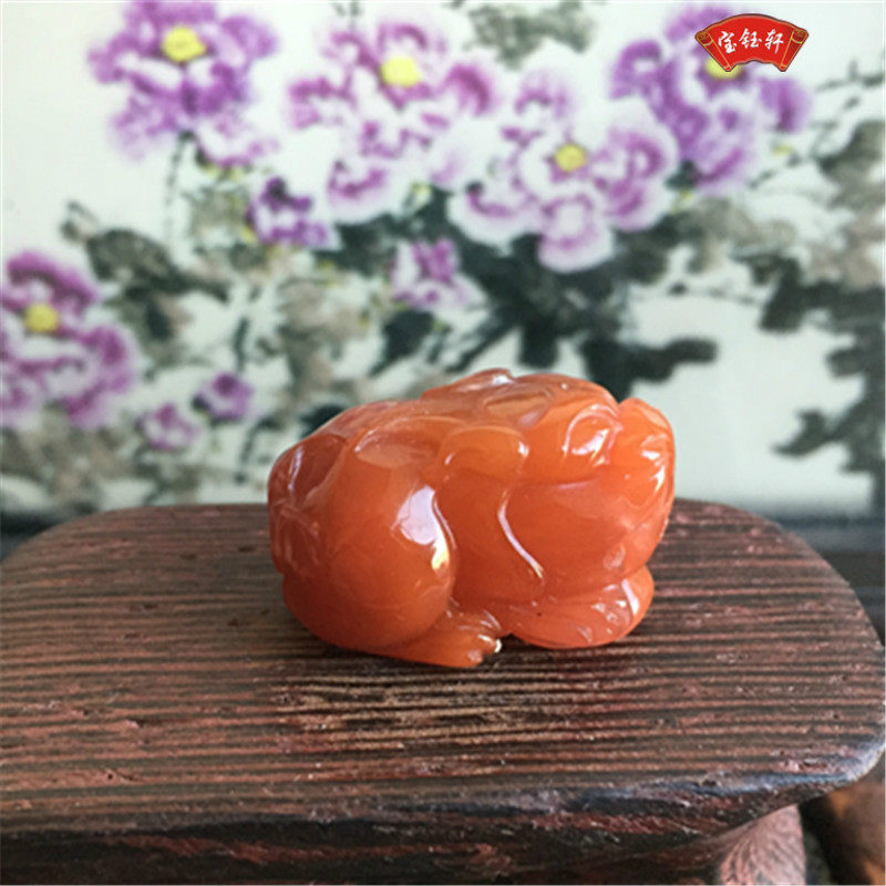 天然川料南红玛瑙貔貅吊坠雕件 水红瑞兽挂件雕刻项坠