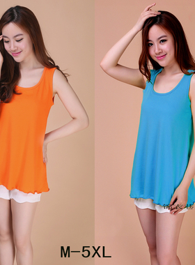 吊带背心女内搭夏大码纯棉宽松加肥胖MM打底衫无袖上衣多色