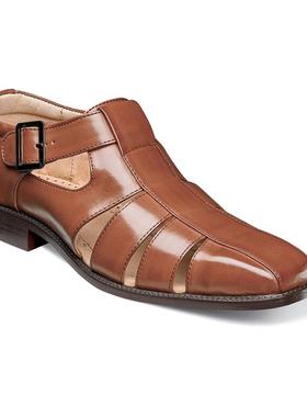 Stacy adams凉鞋男鞋夏季皮鞋渔夫款包头包跟搭扣美国25112-221