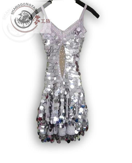 少儿拉丁舞服装成人少儿拉丁舞表演比赛服 拉丁舞裙 亮片女LD82-2